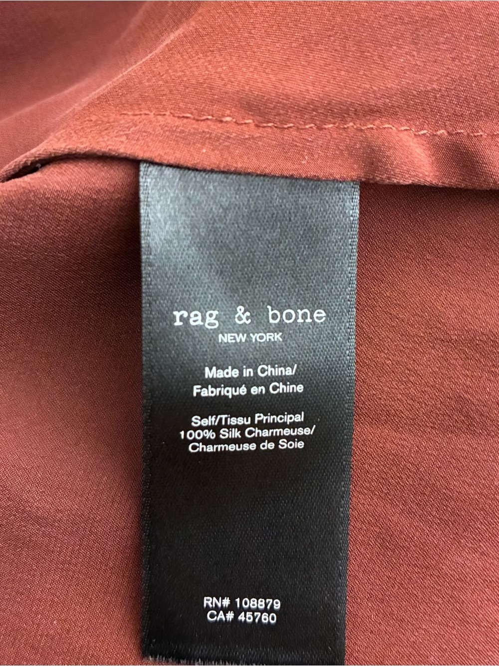 Rag & Bone Women’s Large Silk Blouse Bronze Draped Surplice Business Casual - Picture 8 of 8
